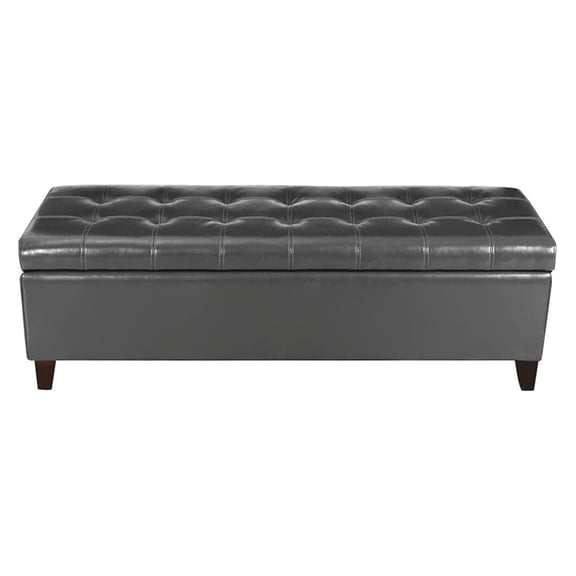 Storage Ottoman , Tufted Leather 51 Inch Storage for End of Bed Bedroom Living Room (51”, Dark Gray)