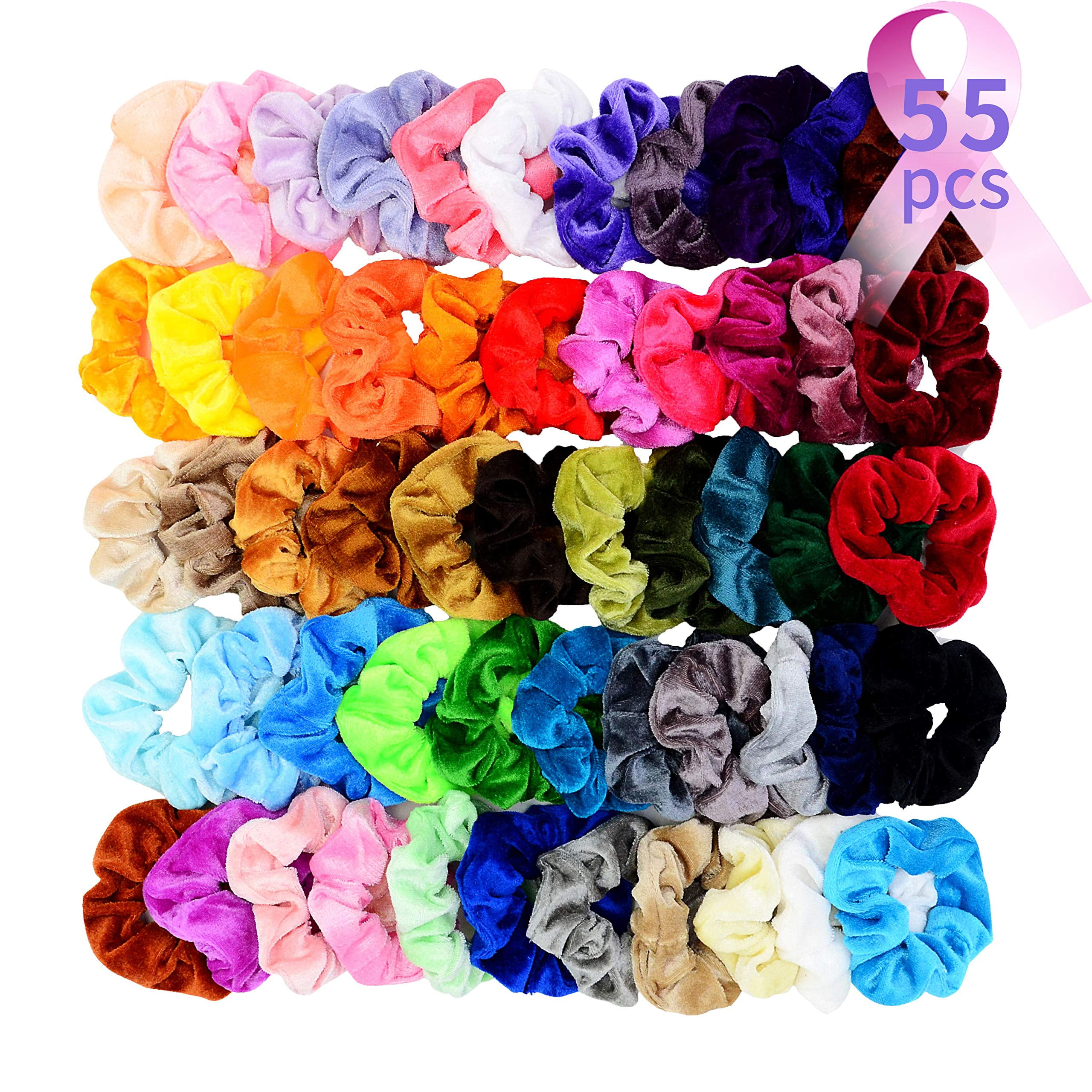 Chloven 55 Pcs Velvet Hair Scrunchies, Colorful Elastic Hair  display picture 2