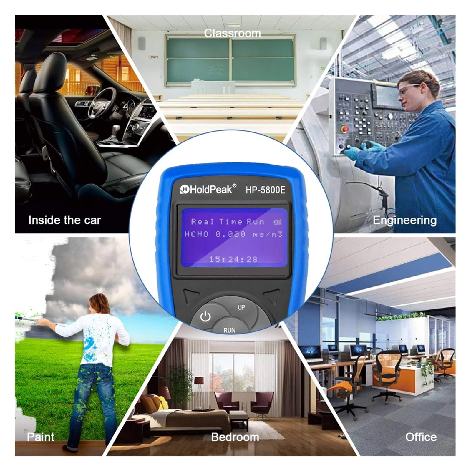 -5800E Digital Formaldehyde Detector Air Quality Tester Gas Detector for Industry,Home,Air Purifier Quality,Environment