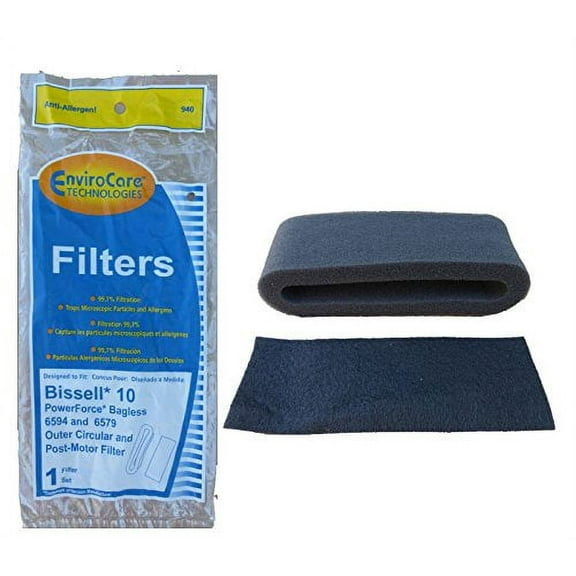 1 Set Bissell Style 10 Filters Outer Foam Circular & Post-Motor PowerForce Vacuums 32066 2038161 2031194
