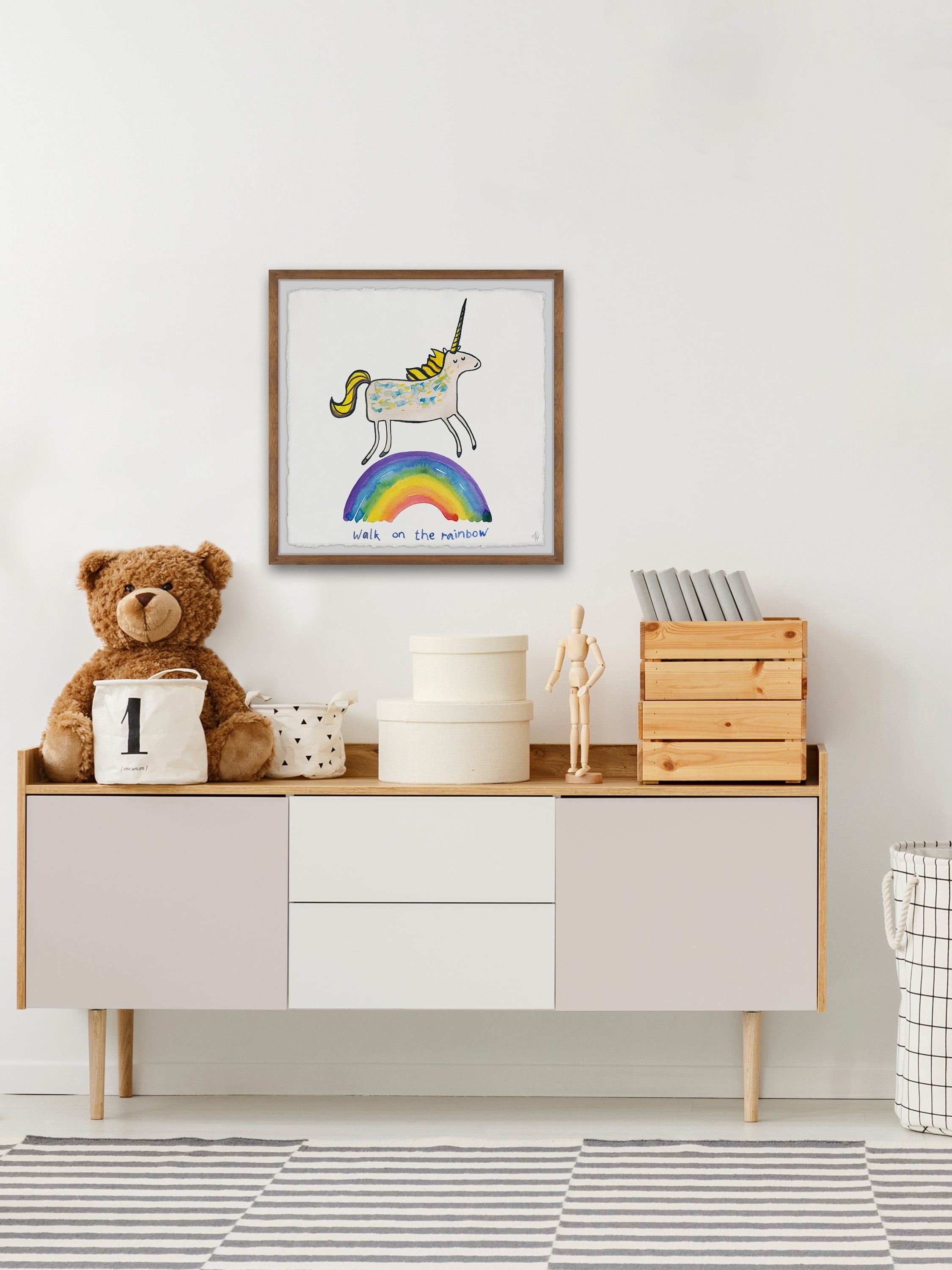 Marmont Hill Unicorn Rainbow Walk Framed Wall Art
