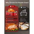 thumbnail image 3 of FOHERE 26 Quart Electric Roaster Oven with Visible & Self-Basting Lid, Large Turkey Roaster with Defrost Warm Function, Adjustable Temperature, Removable Pan Rack, Stainless Steel, Red, 3 of 8