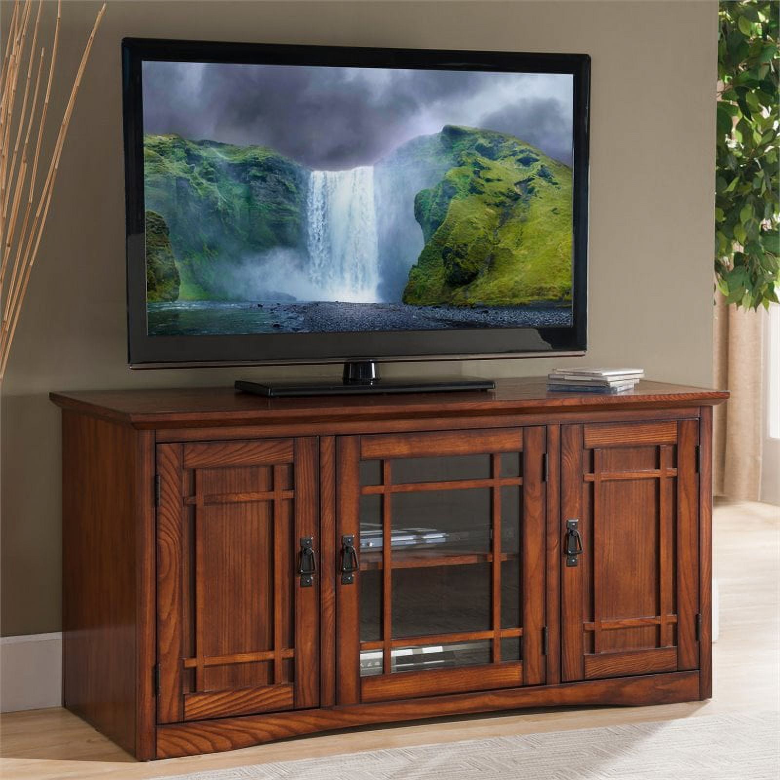Leick Furniture Mission 50 TV Stand with Storage in Mission Oak