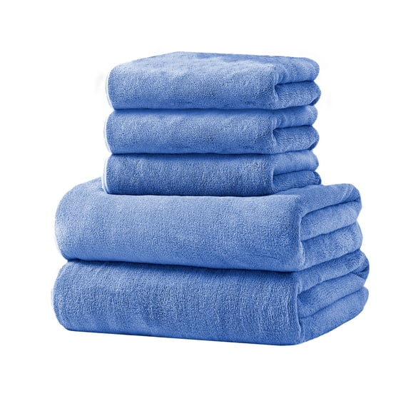 JOGZMZ 5-Piece Oversized Bath Towel Set (2 Bath Sheets 55"x27" 3 Hand Towels) - Ultra Soft Quick-Dry Polyester, Luxury Spa & Gift Set