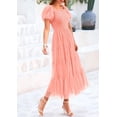 thumbnail image 3 of Vestido PRETTYGARDEN Midi con Fruncido, Tul y Mangas Abullonadas Coral Rosa Talle S, 3 of 7