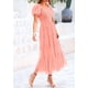 thumbnail image 3 of Vestido PRETTYGARDEN Midi con Fruncido, Tul y Mangas Abullonadas Coral Rosa Talle S, 3 of 7