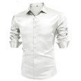 thumbnail image 2 of Men's Luxury Shiny Silk Like Satin Button Up Dress Shirts, 2 of 5