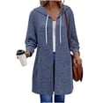 thumbnail image 2 of Sahpxhe Women's Long Cardigan Sweaters Oversized Hooded Drawstring Open Front Layering Tops Casual Cozy Ribbed Knit for Fall Navy S, 2 of 9