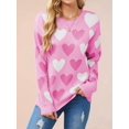 thumbnail image 4 of Women Long Sleeve Sweater Autumn Crew Neck Dressy Casual Soft Knit Pullover Tops Trendy Rose Red L, 4 of 5