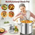 thumbnail image 3 of 24 Quart Large Stainless Steel 3-IN-1 Stock Pot With Lid,Heavy Duty Soup Pot With Tempered Glass Lid,Steam Rack and Food Holder,Induction, Oven safe, Gas and Dishwasher Safe., 3 of 5