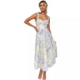 thumbnail image 6 of Summer slim-fitting, waist-cinching V-neck halter print midi dress for women, 6 of 6