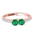 thumbnail image 2 of Mauli Jewels Rings for Women 1.10 Carat Two Stone Diamond And Emerald Ring Prong-Setting 14k Rose Gold, 2 of 6