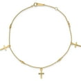 thumbnail image 3 of 14K Yellow Gold Polished And Textured Cross 9In Plus 1In Ext. Anklet Made In Turkey ank267-9, 3 of 5