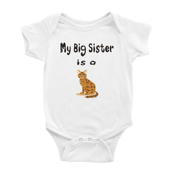 My Big Sister Is A Bengal Cat Funny Baby Clothing Bodysuits Infant For Boy Girl