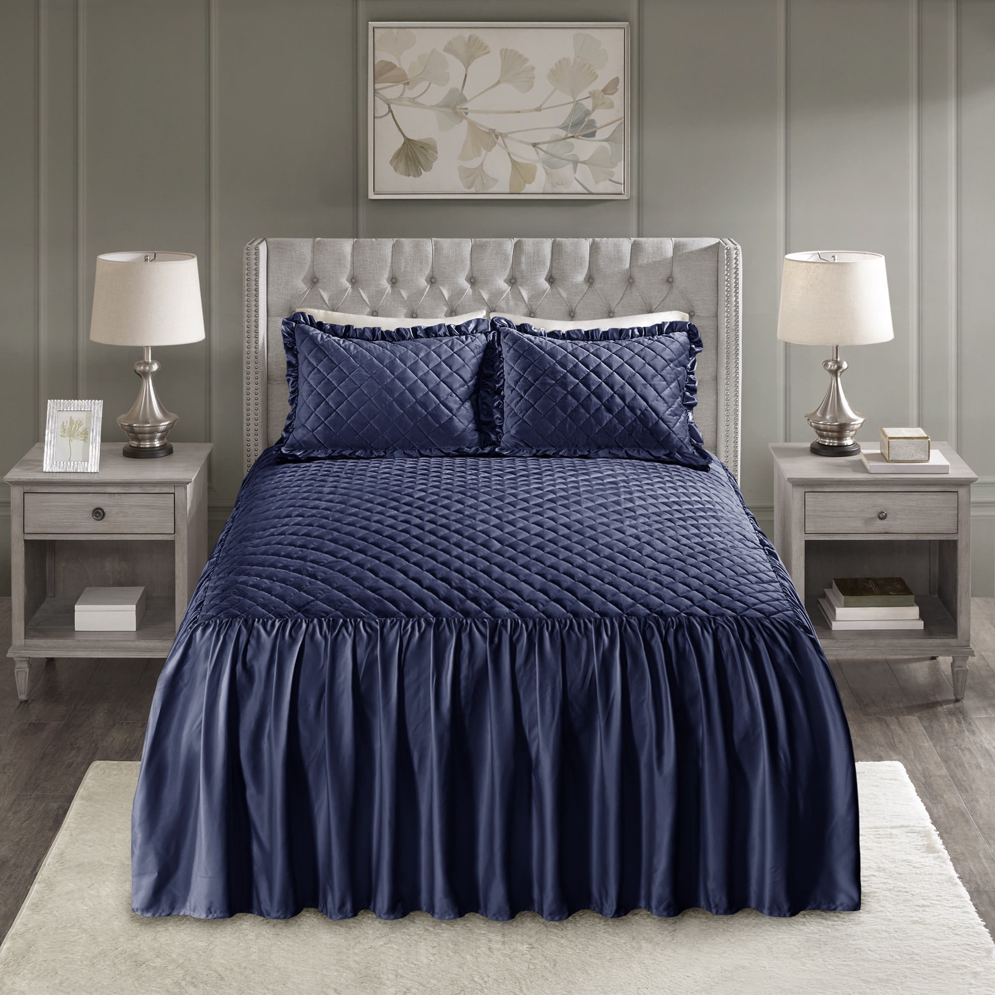 Home Essence Kiana Velvet Oversized 3-Piece Queen Bedspread Set ...