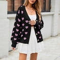 thumbnail image 6 of NAYTOAO Women Heart Print Cropped Cardigan Fall Long Sleeve V-Neck Open Front Knit Sweaters Casual Outerwear, 6 of 8