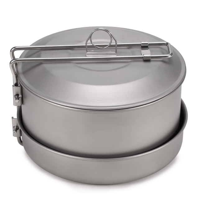 Ensemble d'Ustensiles de Cuisine en Titane avec Couvercle et Poignées Pliables pour le Camping en Plein Air Randonnée Randonnée Pique-Nique