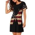 thumbnail image 2 of Wukai Patriotic USA Butterfly Art Print Women's Loose Short Sleeve Nightgown, Soft Sleep Dress for Comfortable Relaxation, Casual Lounge Wear, 2 of 6