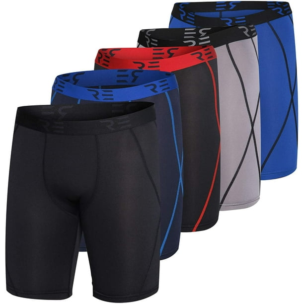 Real Essentials - 5 Pack: Mens Compression Shorts Men Quick Dry ...