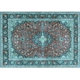thumbnail image 1 of Ahgly Company Indoor Rectangle Medallion Light Blue Traditional Area Rugs, 2' x 4', 1 of 4
