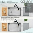 thumbnail image 3 of Azuni Undermount 25" Stainless Steel Single Bowl Workstation Kitchen Sink with 4 Accessories C126L, 3 of 14