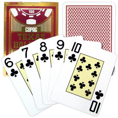 - Poker Size Jumbo Index Texas Holdem Playing Cards (Single Red Deck), 100% PVC plastic, these cards will last for years outlasting paper cards.., By Copag