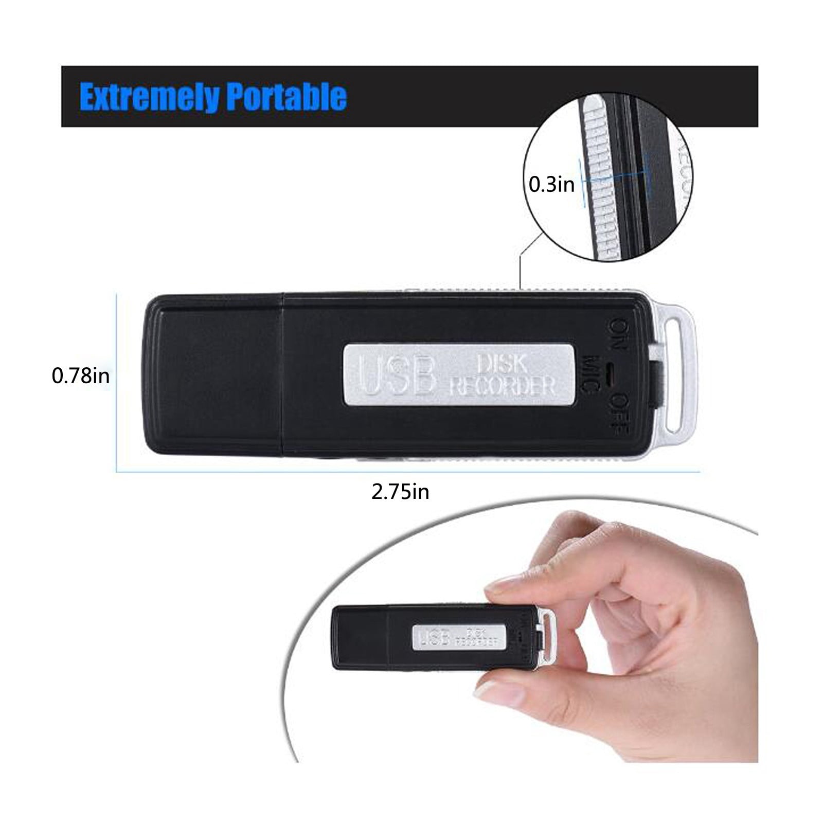 8GB Portable USB Digital Audio Voice Recorder for Smart Home and Use