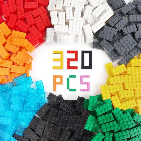 Building Bricks 320 Pieces 2x4 Multicolor, Classic Building Blocks Compatible with Most Major Brands, Large Creative Building Toy for Kids, Building Toys for Kids, Girls, Boys Aged 6 Plus