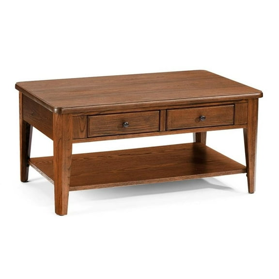 Maklaine Contemporary Solid Wood Condo Cocktail Table in Walnut Finish