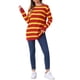 thumbnail image 2 of SUÉTER TUNIC DE RAYAS SUELTO DE MANGA LARGA Y CUELLO REDONDO PARA MUJERES CHIC XL ROJO AMARILLO, 2 of 6