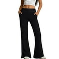 thumbnail image 4 of No Front Seam High Waisted Flare Leggings for Women Bootcut Yoga Pants Soft Black S, 4 of 6