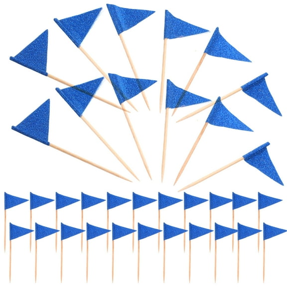 FOMIYES Flag Picks for Cupcake Decorations and Party Supplies Wooden Toothpicks with Paper Flags 60pcs