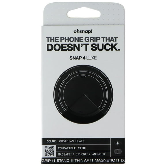 Ohsnap! Snap 4 Luxe Magnetic Phone Grip - Ultra Thin, Fits Any Phone - Obsidian Black