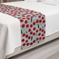 thumbnail image 2 of Floral Bed Runner, Poppy Flower and Flower Buds Leaves, Decorative Accent Bedding Scarf for Hotels Homes and Guestrooms, Queen, Vermilion Pale Blue, by Ambesonne, 2 of 2