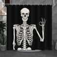 thumbnail image 1 of JOOCAR Cool Halloween Skull Shower Curtain, Funny Gothic Skeleton Day of Death Goth Bathroom Decor, Waterproof Fabric Polyester Curtain Set, with 12 Hooks 72 x 72 Black White, 1 of 6