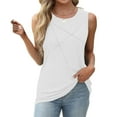 thumbnail image 3 of Sevevn Women's Summer Casual Fashion Solid Tank - Loose Round Neck Sleeveless Top White M Family Gifts, 3 of 7