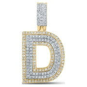 The Diamond Deal 10kt Two-tone Gold Mens Round Diamond D Initial Letter Pendant 1/2 Cttw
