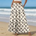 thumbnail image 2 of LWavelet Women Cherry Blossom Print Tiered Maxi Skirt Elastic Waist With Pockets Romantic Long Skirt Khaki XL, 2 of 6