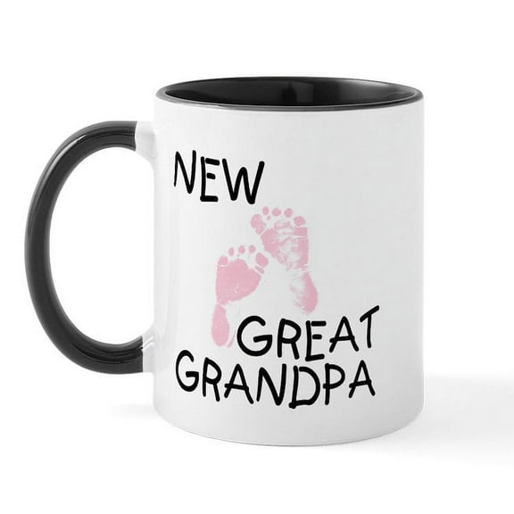 CafePress - New Great Grandpa (Pink) Mug - 11 oz Ceramic Mug - Novelty Coffee Tea Cup