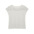 thumbnail image 4 of ClodeEU Women's Crewneck Short Sleeve Top with Cutout ,Casual Solid Color Summer Blouse White,Women's Plus XXL, 4 of 7