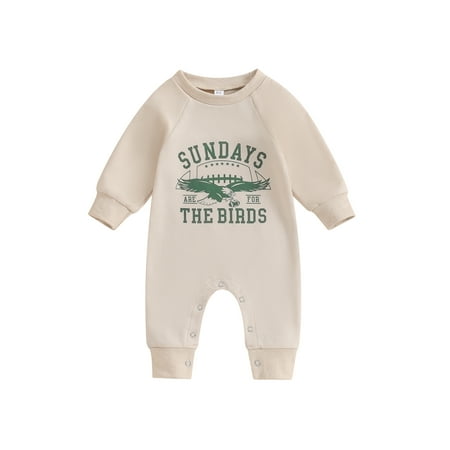 

Mioliknya Baby Boys Girls Sweatshirts Rompers Eagle Letter Print Jumpsuits