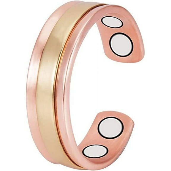 Two Tone Pure Copper Magnetic Rings for Women, Copper Cuff Rings, Adjustable Size, Fashion Copper Jewelry,Gift for Mom Wife