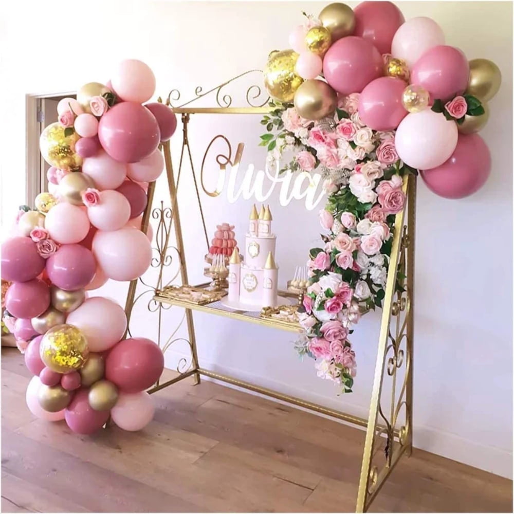 Yansion 118Pcs Pink and Gold Balloon Arch Garland Kit- Dusty Rose Wedding Bachelorette Birthday Anniversary Party Baby Shower Confetti Balloons Decorations Backdrop Decor (Vintage Pink)