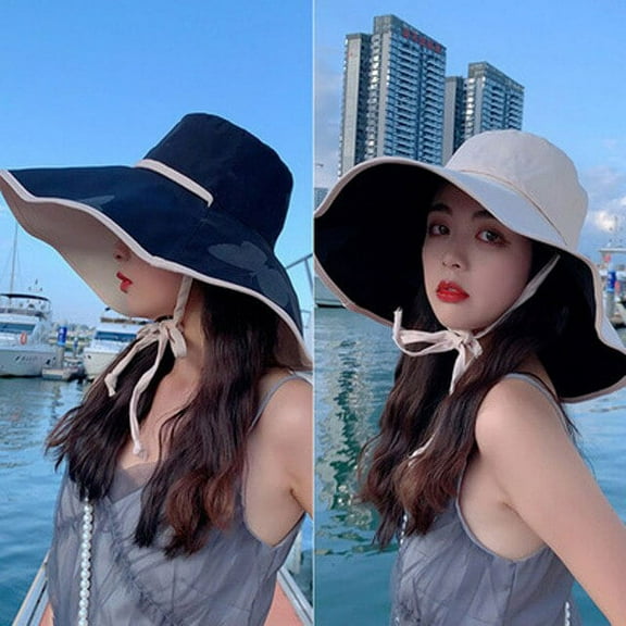 CoCopeaunt Fishermans Hat womans Summer Sun Block Hat Big Brim Sun Block Face Autumn Double-Sided Big Brim UV Sun Block Hat