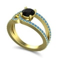 thumbnail image 2 of 2.50 T.C.W Round Cut Black Onyx & Blue Topaz Gemstone Shiny Anniversary Ring for Ladies Solid 18K Yellow Gold Size 9 by Diamond-Capitals, 2 of 8
