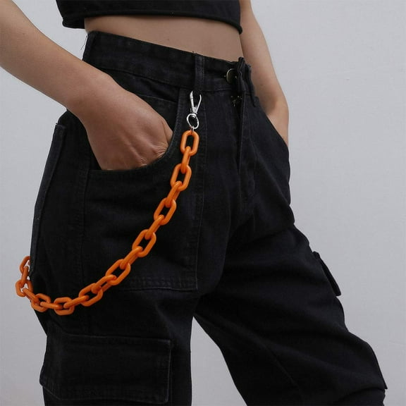 Punk Chunky Cuban Link Chian Waist Chain Belt Hiphop Metal Body Chain Trousers Jewelry for Women Teens Men (Orange)