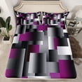 thumbnail image 2 of Feelyou Grey Purple Square Teens Twin Sheet Sets, Retro Abstract Bedding, 3-Piece, 2 of 7