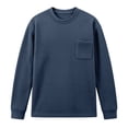 thumbnail image 2 of T-Shirt for Man Long Sleeve Crew Neck Waffle Shirts Lightweight Navy Tshirt Mens Clothes, 2 of 3
