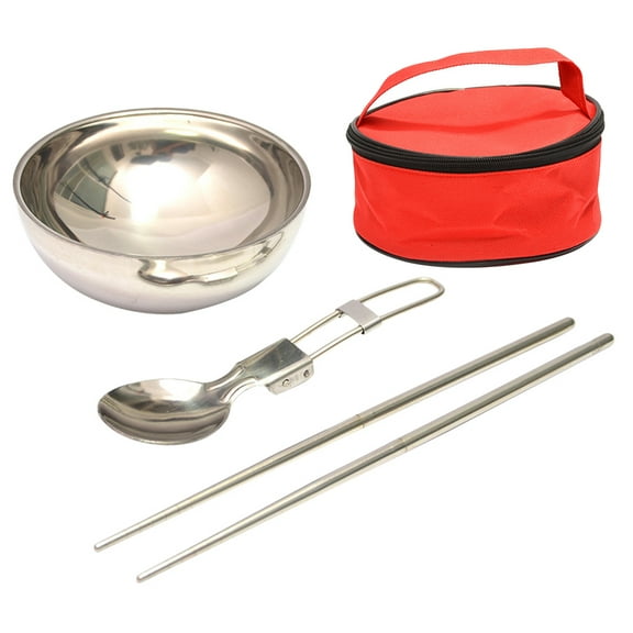 Homoyoyo Tableware Set Stainless Steel Outdoor Camping Bowl and Spoon Lightweight