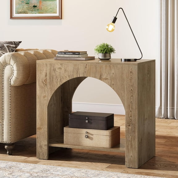 Tribesigns Farmhouse End Side Table, Large Sofa Side Table with Heavy-Duty Wooden Pedestal for Living Room, Bedside Storage Nightstand for Bedroom, Accent Furniture, Easy Assembly (1, Light Brown)
